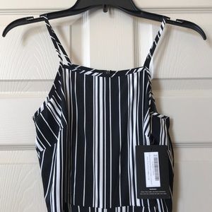 pretty little thing striped jumpsuit